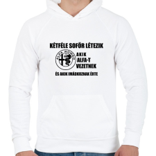 PRINTFASHION Kétféle Alfa Sofőr - Férfi kapucnis pulóver - Fehér férfi pulóver, kardigán