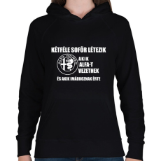 PRINTFASHION Kétféle Alfa Sofőr - Női kapucnis pulóver - Fekete