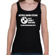PRINTFASHION Kétféle Bmw Sofőr - Női atléta - Fekete női trikó