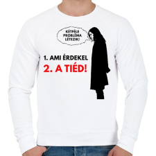 PRINTFASHION KÉTFÉLE PROBLÉMA LÉTEZIK - Férfi pulóver - Fehér férfi pulóver, kardigán