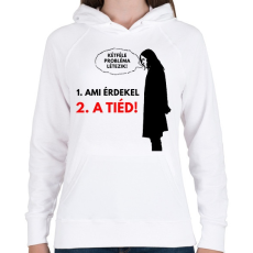 PRINTFASHION KÉTFÉLE PROBLÉMA LÉTEZIK - Női kapucnis pulóver - Fehér