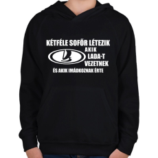 PRINTFASHION Kétféle sofőr: Lada - Gyerek kapucnis pulóver - Fekete