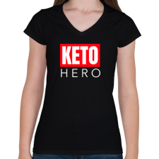 PRINTFASHION KETO HERO - Női V-nyakú póló - Fekete női póló