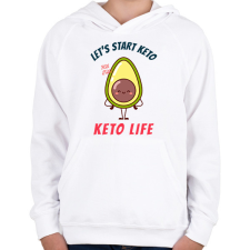 PRINTFASHION keto life - Gyerek kapucnis pulóver - Fehér gyerek pulóver, kardigán