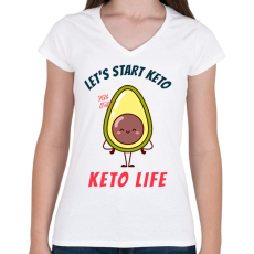 PRINTFASHION keto life - Női V-nyakú póló - Fehér