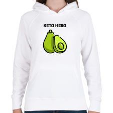 PRINTFASHION KETOHERO - Női kapucnis pulóver - Fehér női pulóver, kardigán