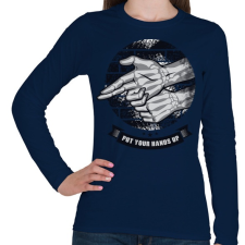 PRINTFASHION Kezeket fel! - Női hosszú ujjú póló - Sötétkék női póló