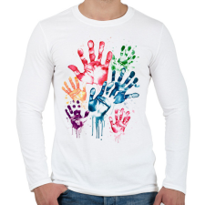 PRINTFASHION Kézlenyomatok - Férfi hosszú ujjú póló - Fehér férfi póló