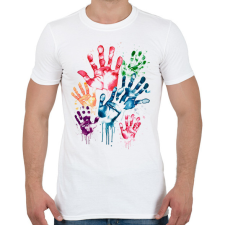 PRINTFASHION Kézlenyomatok - Férfi póló - Fehér férfi póló