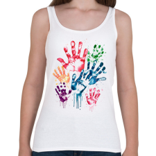 PRINTFASHION Kézlenyomatok - Női atléta - Fehér női trikó