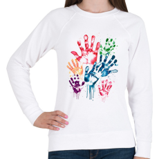 PRINTFASHION Kézlenyomatok - Női pulóver - Fehér