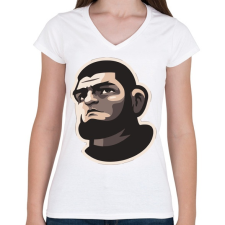 PRINTFASHION Khabib - Női V-nyakú póló - Fehér női póló