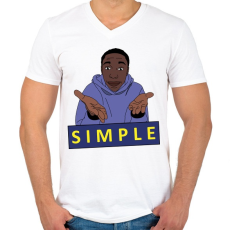 PRINTFASHION Khaby Lame egyszerű simple - Férfi V-nyakú póló - Fehér