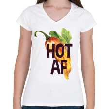 PRINTFASHION Kib*szott csípős paprika - Női V-nyakú póló - Fehér női póló