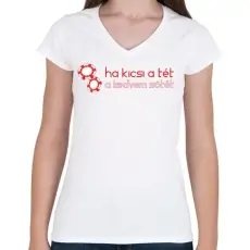 PRINTFASHION kicsi-a-tet-red-white - Női V-nyakú póló - Fehér