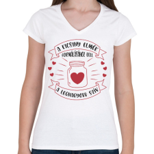 PRINTFASHION Kicsiny elmék formálása - Női V-nyakú póló - Fehér női póló