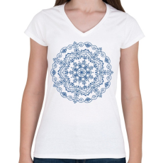 PRINTFASHION Kifesthető mandala5 - Női V-nyakú póló - Fehér