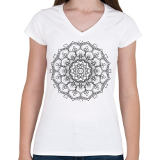 PRINTFASHION Kifesthető mandala minta1. - Női V-nyakú póló - Fehér