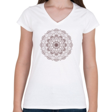 PRINTFASHION Kifesthető mandala minta6. - Női V-nyakú póló - Fehér