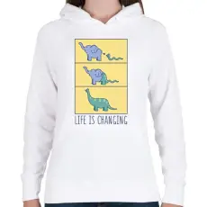 PRINTFASHION Kígyó és az elefánt - Női kapucnis pulóver - Fehér