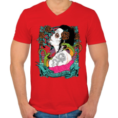 PRINTFASHION Kígyókirálynő - Férfi V-nyakú póló - Piros