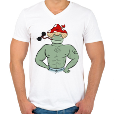 PRINTFASHION Kigyúrt béka - Férfi V-nyakú póló - Fehér