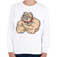PRINTFASHION Kigyúrt bulldog - Gyerek pulóver - Fehér gyerek pulóver, kardigán