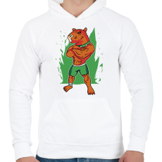 PRINTFASHION Kigyúrt capybara - Férfi kapucnis pulóver - Fehér