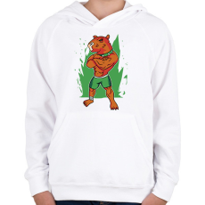PRINTFASHION Kigyúrt capybara - Gyerek kapucnis pulóver - Fehér