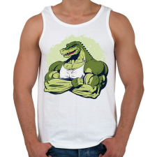 PRINTFASHION Kigyúrt krokodil - Férfi atléta - Fehér atléta, trikó