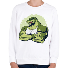 PRINTFASHION Kigyúrt krokodil - Gyerek pulóver - Fehér