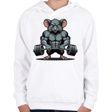 PRINTFASHION Kigyúrt patkány - Gyerek kapucnis pulóver - Fehér