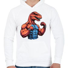PRINTFASHION Kigyúrt raptor - Férfi kapucnis pulóver - Fehér férfi pulóver, kardigán