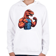 PRINTFASHION Kigyúrt raptor - Gyerek kapucnis pulóver - Fehér gyerek pulóver, kardigán