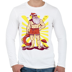 PRINTFASHION Kigyúrt Télapó - Férfi hosszú ujjú póló - Fehér