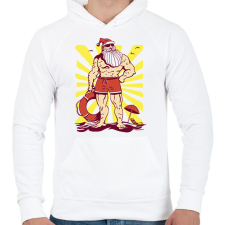 PRINTFASHION Kigyúrt Télapó - Férfi kapucnis pulóver - Fehér férfi pulóver, kardigán