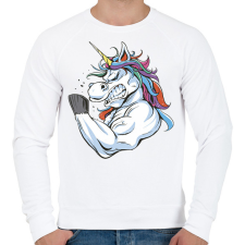 PRINTFASHION Kigyúrt unikornis - Férfi pulóver - Fehér férfi pulóver, kardigán