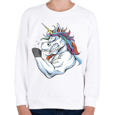PRINTFASHION Kigyúrt unikornis - Gyerek pulóver - Fehér gyerek pulóver, kardigán