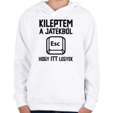 PRINTFASHION Kiléptem a játékból, hogy itt legyek - Gyerek kapucnis pulóver - Fehér gyerek pulóver, kardigán