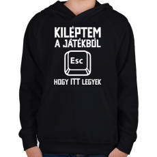 PRINTFASHION Kiléptem a játékból, hogy itt legyek - Gyerek kapucnis pulóver - Fekete