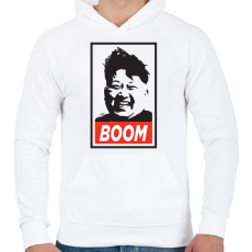 PRINTFASHION Kim Jong Boom - Férfi kapucnis pulóver - Fehér
