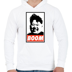 PRINTFASHION Kim Jong Un BOOM - Férfi kapucnis pulóver - Fehér