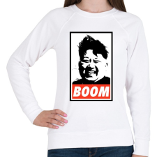 PRINTFASHION Kim Jong Un BOOM - Női pulóver - Fehér női pulóver, kardigán