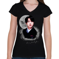 PRINTFASHION Kim Seok Jin - Női V-nyakú póló - Fekete