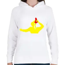 PRINTFASHION Kimi R. - Női kapucnis pulóver - Fehér női pulóver, kardigán