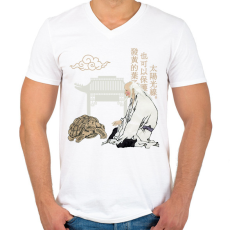 PRINTFASHION Kínai közmondás - Férfi V-nyakú póló - Fehér
