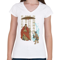 PRINTFASHION Kínai kultúra - Női V-nyakú póló - Fehér