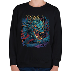 PRINTFASHION Kínai sárkány - Gyerek pulóver - Fekete