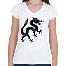 PRINTFASHION Kínai Sárkány - Női V-nyakú póló - Fehér női póló