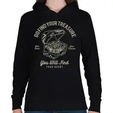 PRINTFASHION Kincsesláda - Női kapucnis pulóver - Fekete